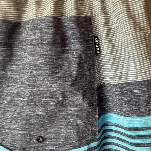 Hurley Swim Trunks sz XXL Blue Gray Striped - Picture 11 of 11